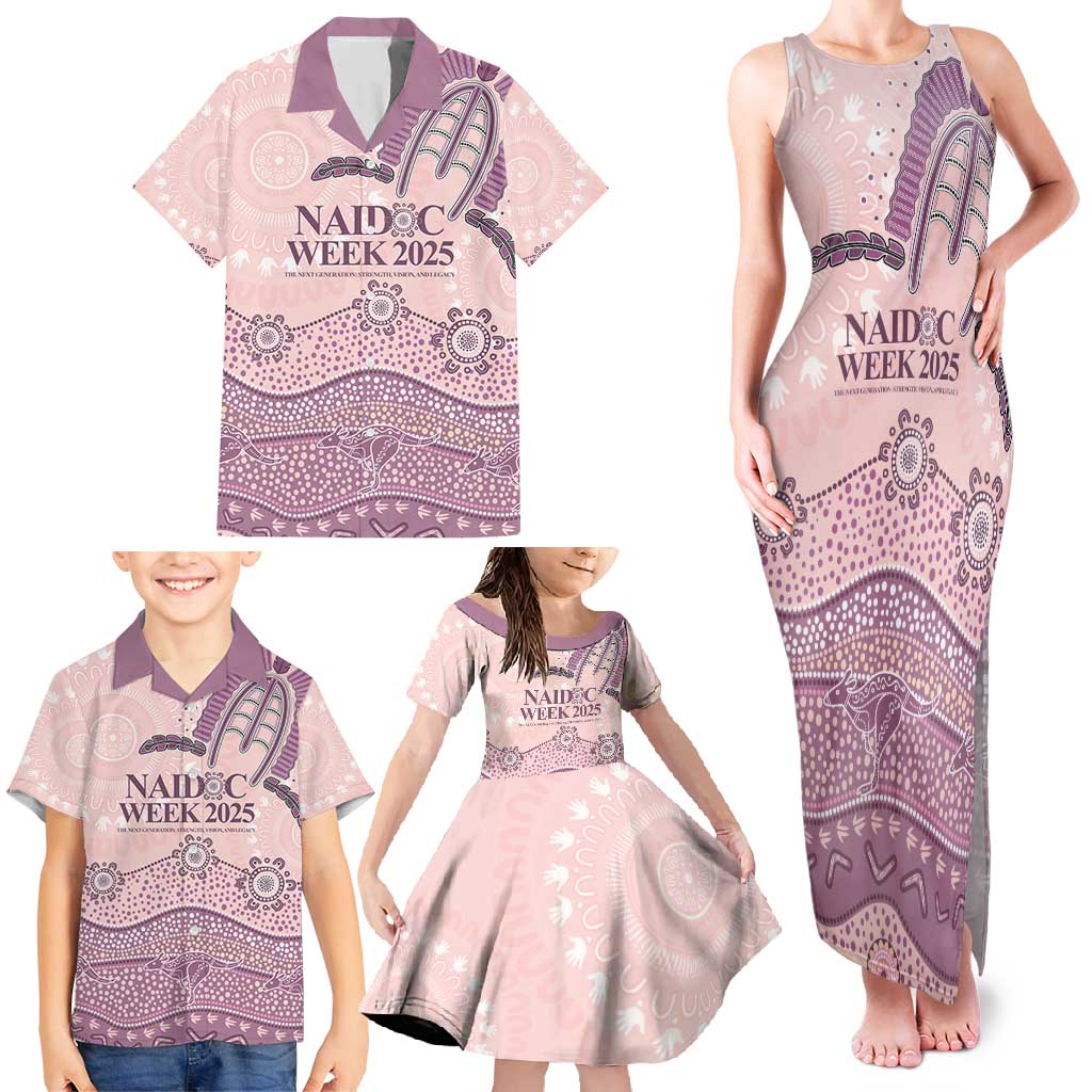 Personalised Australia NAIDOC Week Dhari Aboriginal Art Family Matching Tank Maxi Dress and Hawaiian Shirt