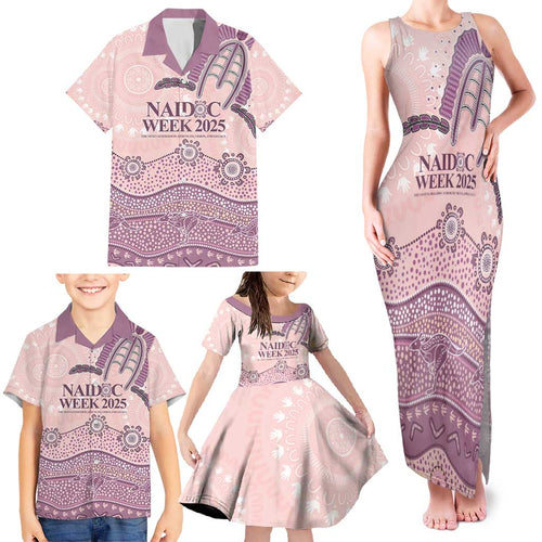 Personalised Australia NAIDOC Week Dhari Aboriginal Art Family Matching Tank Maxi Dress and Hawaiian Shirt