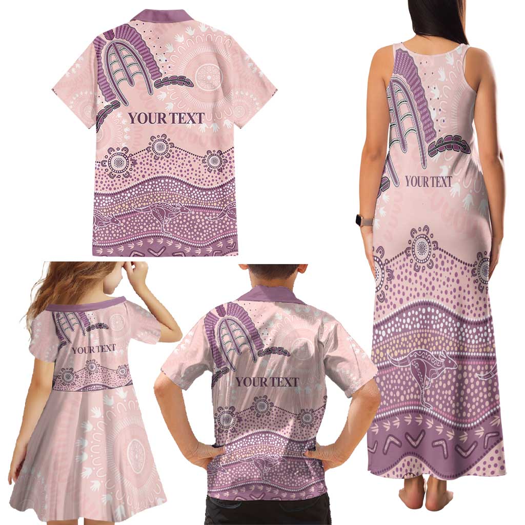 Personalised Australia NAIDOC Week Dhari Aboriginal Art Family Matching Tank Maxi Dress and Hawaiian Shirt