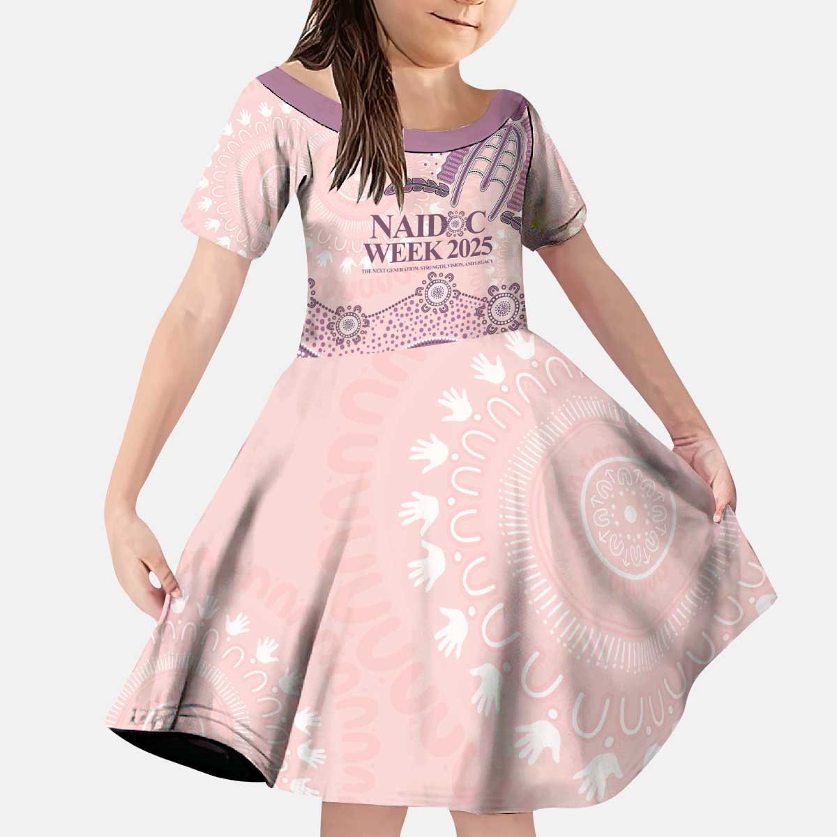 Personalised Australia NAIDOC Week Dhari Aboriginal Art Kid Short Sleeve Dress