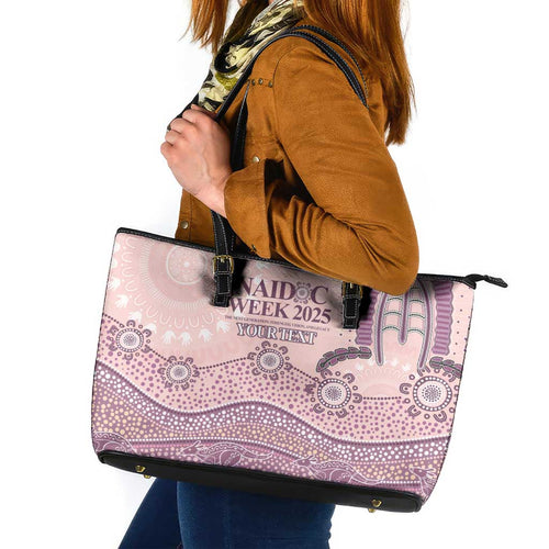 Personalised Australia NAIDOC Week Dhari Aboriginal Art Leather Tote Bag