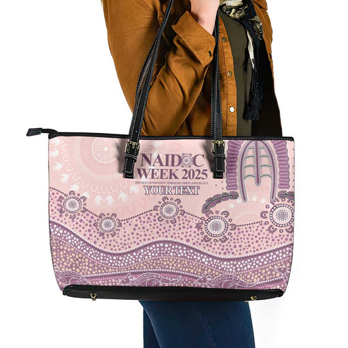 Personalised Australia NAIDOC Week Dhari Aboriginal Art Leather Tote Bag