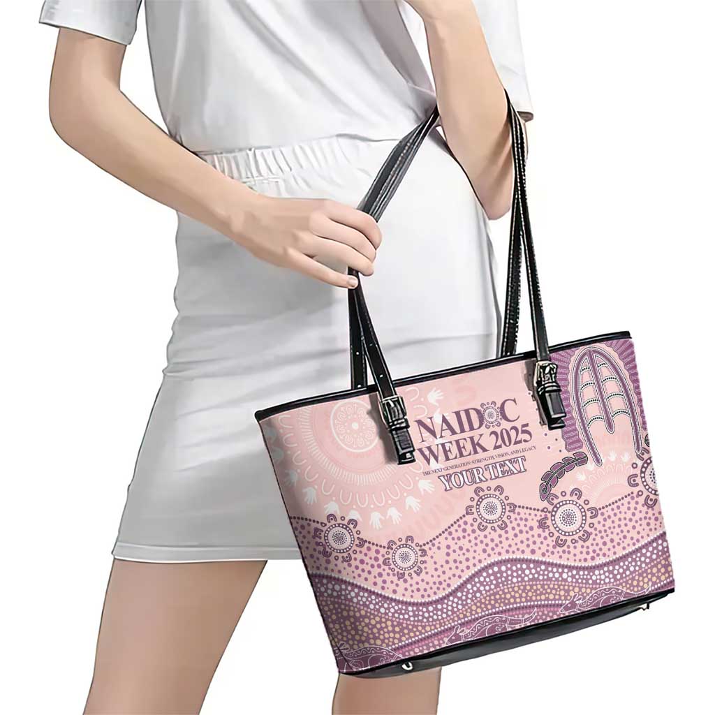 Personalised Australia NAIDOC Week Dhari Aboriginal Art Leather Tote Bag