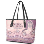 Personalised Australia NAIDOC Week Dhari Aboriginal Art Leather Tote Bag