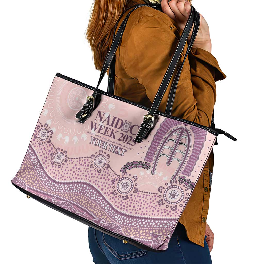 Personalised Australia NAIDOC Week Dhari Aboriginal Art Leather Tote Bag
