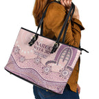 Personalised Australia NAIDOC Week Dhari Aboriginal Art Leather Tote Bag