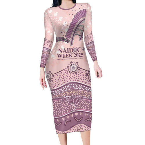 Personalised Australia NAIDOC Week Dhari Aboriginal Art Long Sleeve Bodycon Dress