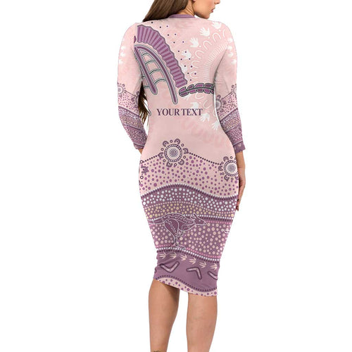 Personalised Australia NAIDOC Week Dhari Aboriginal Art Long Sleeve Bodycon Dress