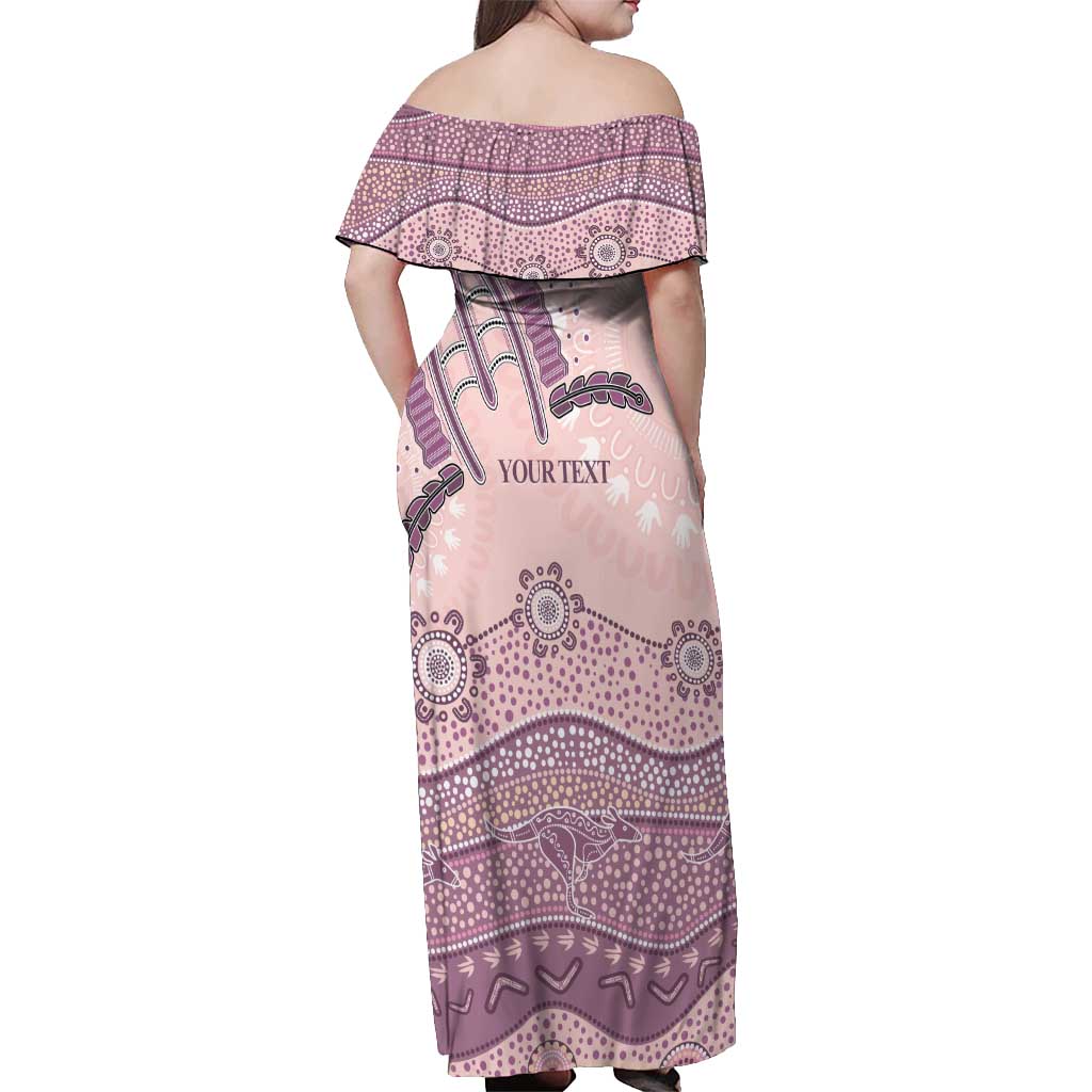 Personalised Australia NAIDOC Week Dhari Aboriginal Art Off Shoulder Maxi Dress