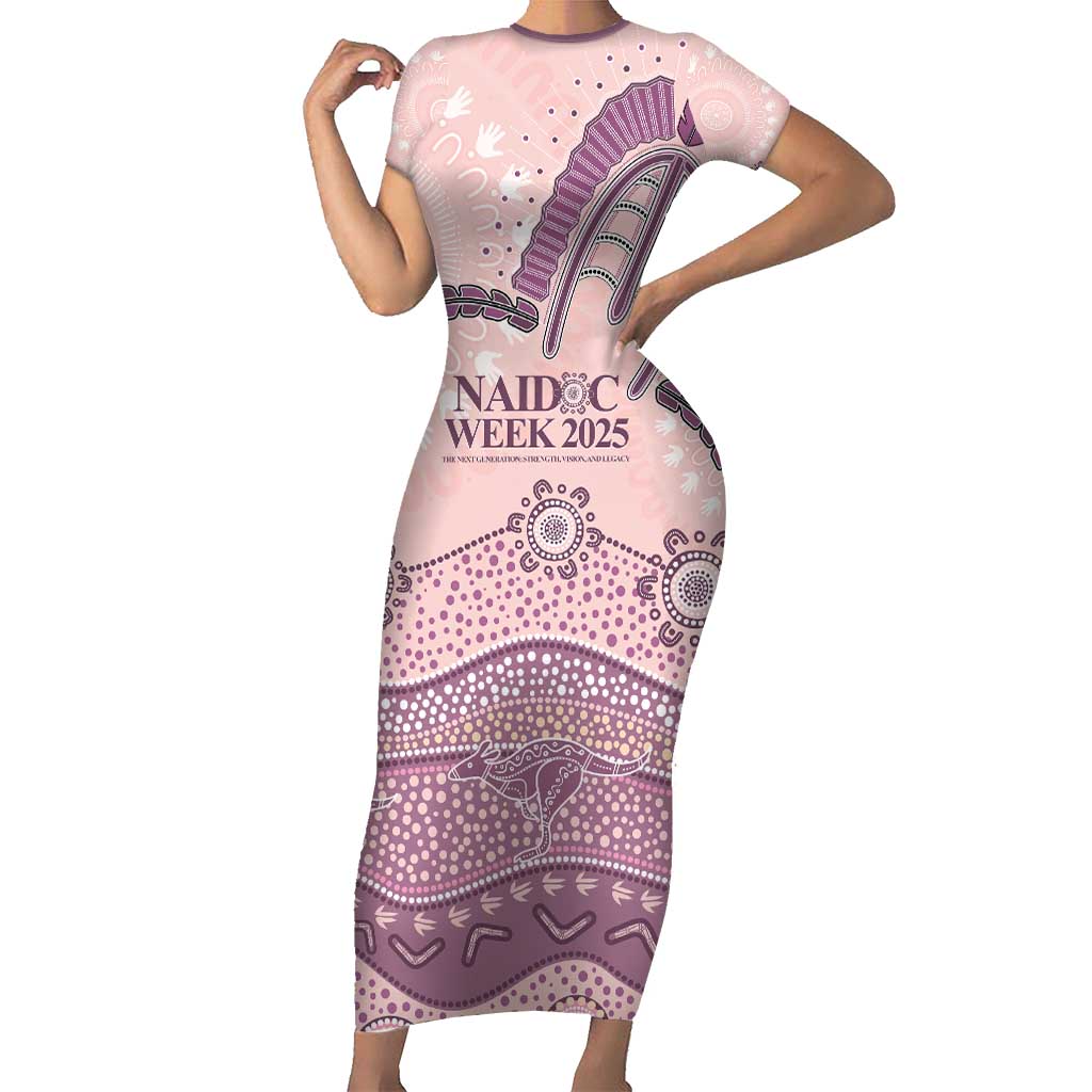 Personalised Australia NAIDOC Week Dhari Aboriginal Art Short Sleeve Bodycon Dress