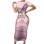 Personalised Australia NAIDOC Week Dhari Aboriginal Art Short Sleeve Bodycon Dress