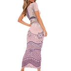 Personalised Australia NAIDOC Week Dhari Aboriginal Art Short Sleeve Bodycon Dress