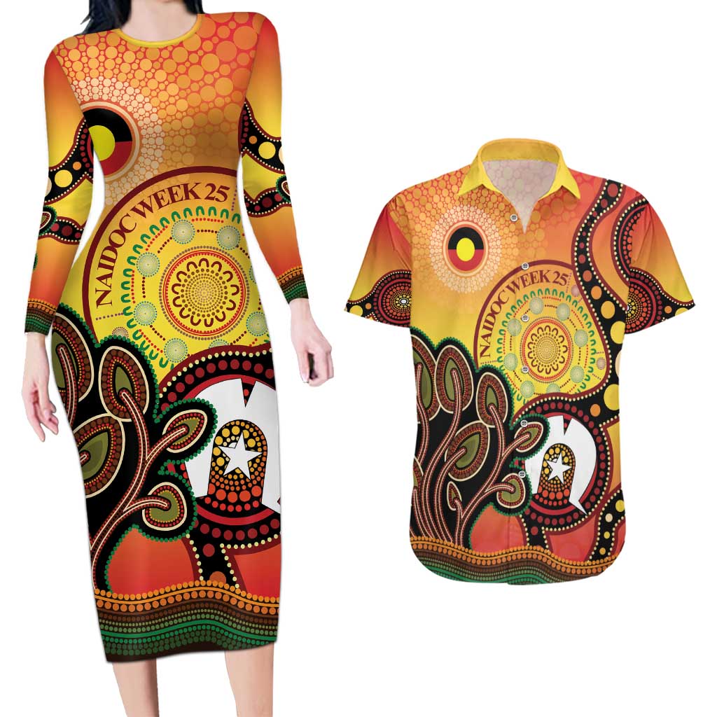 Australia NAIDOC Week Couples Matching Long Sleeve Bodycon Dress and Hawaiian Shirt The Next Generation Strength Vision And Legacy