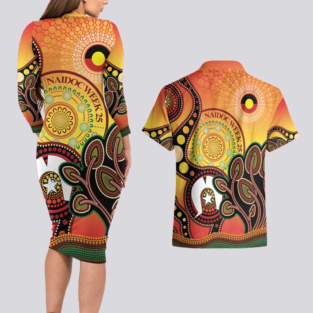 Australia NAIDOC Week Couples Matching Long Sleeve Bodycon Dress and Hawaiian Shirt The Next Generation Strength Vision And Legacy