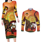Australia NAIDOC Week Couples Matching Long Sleeve Bodycon Dress and Long Sleeve Button Shirt The Next Generation Strength Vision And Legacy