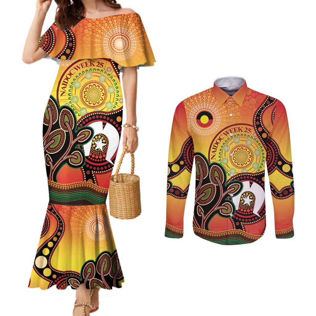 Australia NAIDOC Week Couples Matching Mermaid Dress and Long Sleeve Button Shirt The Next Generation Strength Vision And Legacy