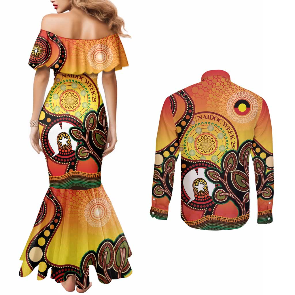 Australia NAIDOC Week Couples Matching Mermaid Dress and Long Sleeve Button Shirt The Next Generation Strength Vision And Legacy