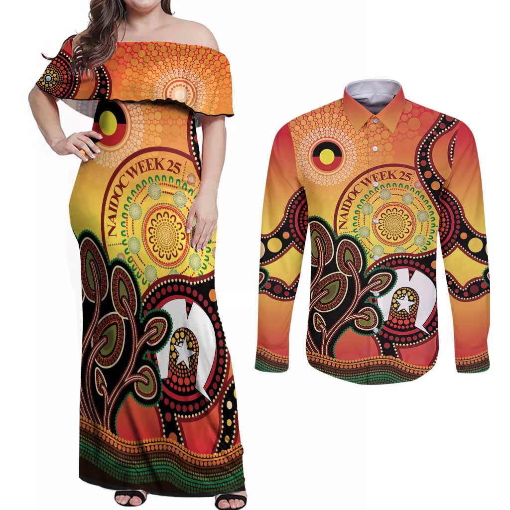Australia NAIDOC Week Couples Matching Off Shoulder Maxi Dress and Long Sleeve Button Shirt The Next Generation Strength Vision And Legacy