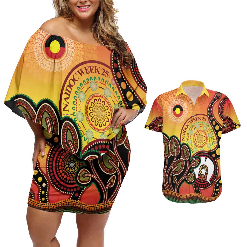 Australia NAIDOC Week Couples Matching Off Shoulder Short Dress and Hawaiian Shirt The Next Generation Strength Vision And Legacy