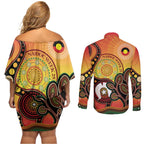 Australia NAIDOC Week Couples Matching Off Shoulder Short Dress and Long Sleeve Button Shirt The Next Generation Strength Vision And Legacy