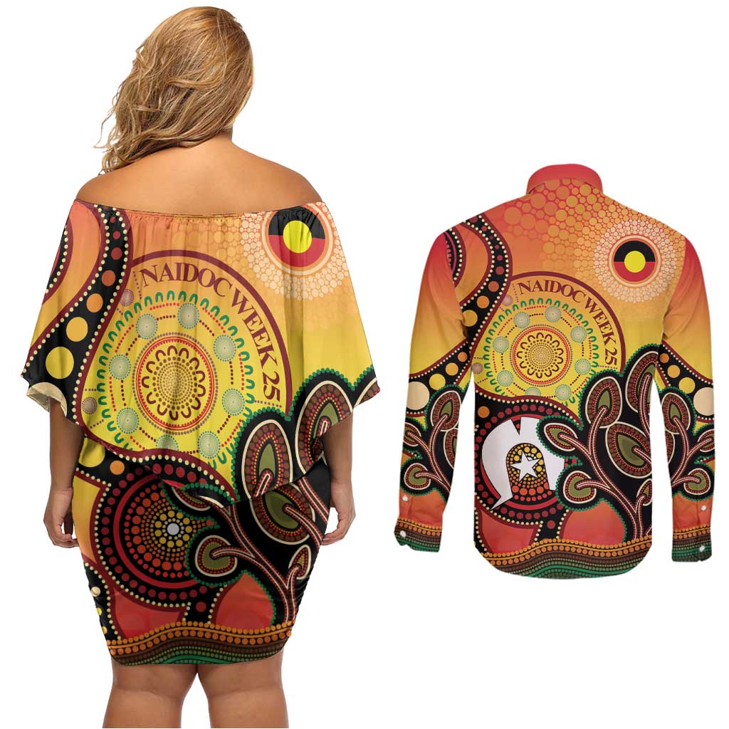 Australia NAIDOC Week Couples Matching Off Shoulder Short Dress and Long Sleeve Button Shirt The Next Generation Strength Vision And Legacy