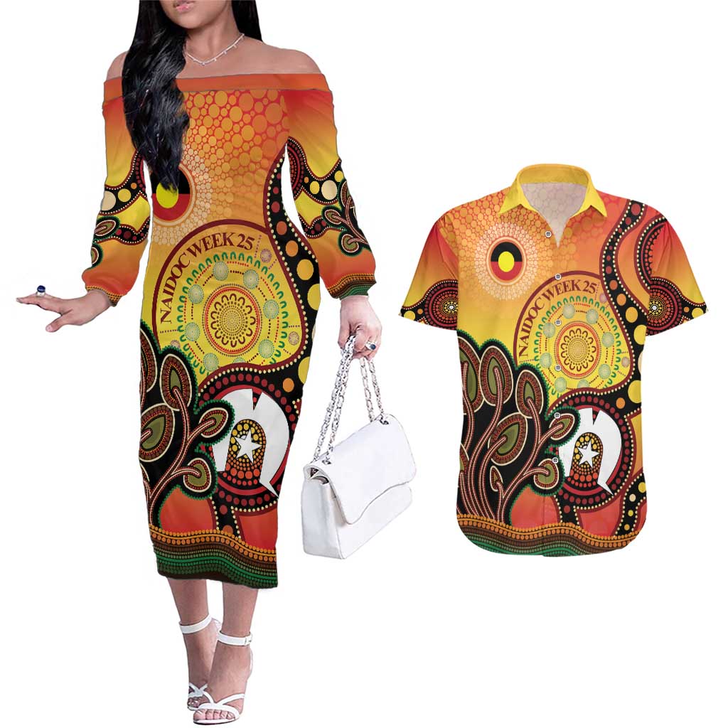 Australia NAIDOC Week Couples Matching Off The Shoulder Long Sleeve Dress and Hawaiian Shirt The Next Generation Strength Vision And Legacy