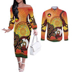 Australia NAIDOC Week Couples Matching Off The Shoulder Long Sleeve Dress and Long Sleeve Button Shirt The Next Generation Strength Vision And Legacy