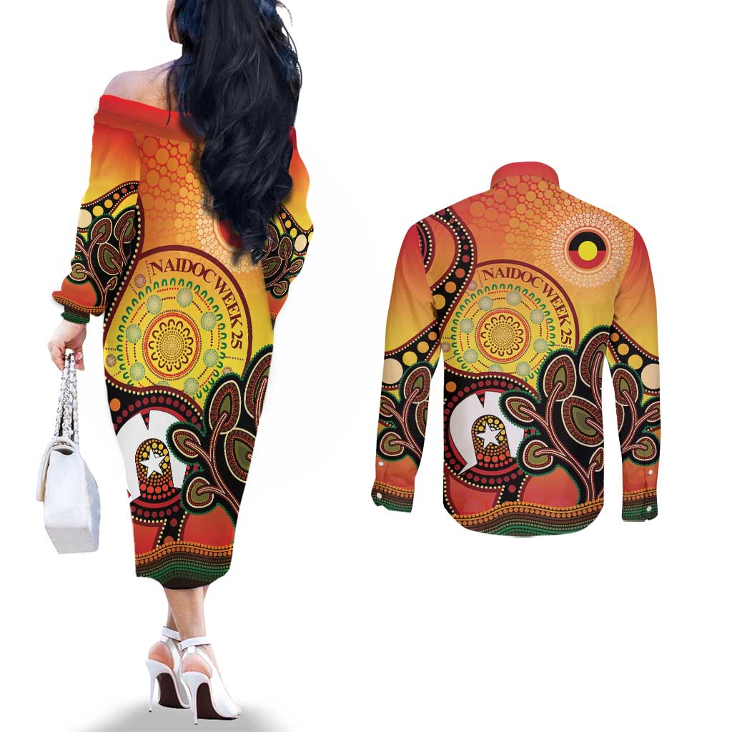 Australia NAIDOC Week Couples Matching Off The Shoulder Long Sleeve Dress and Long Sleeve Button Shirt The Next Generation Strength Vision And Legacy