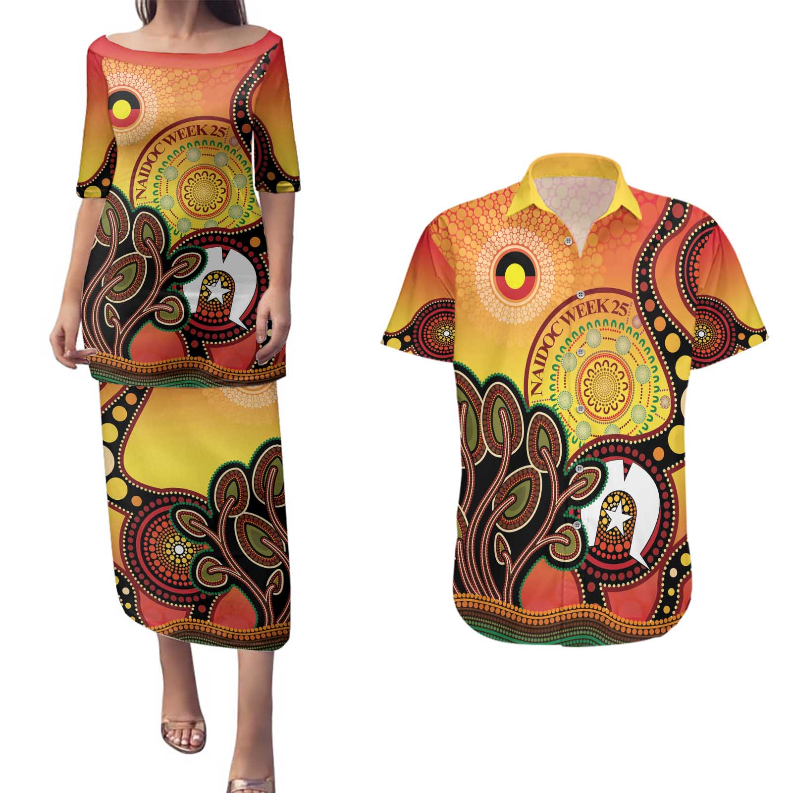 Australia NAIDOC Week Couples Matching Puletasi and Hawaiian Shirt The Next Generation Strength Vision And Legacy