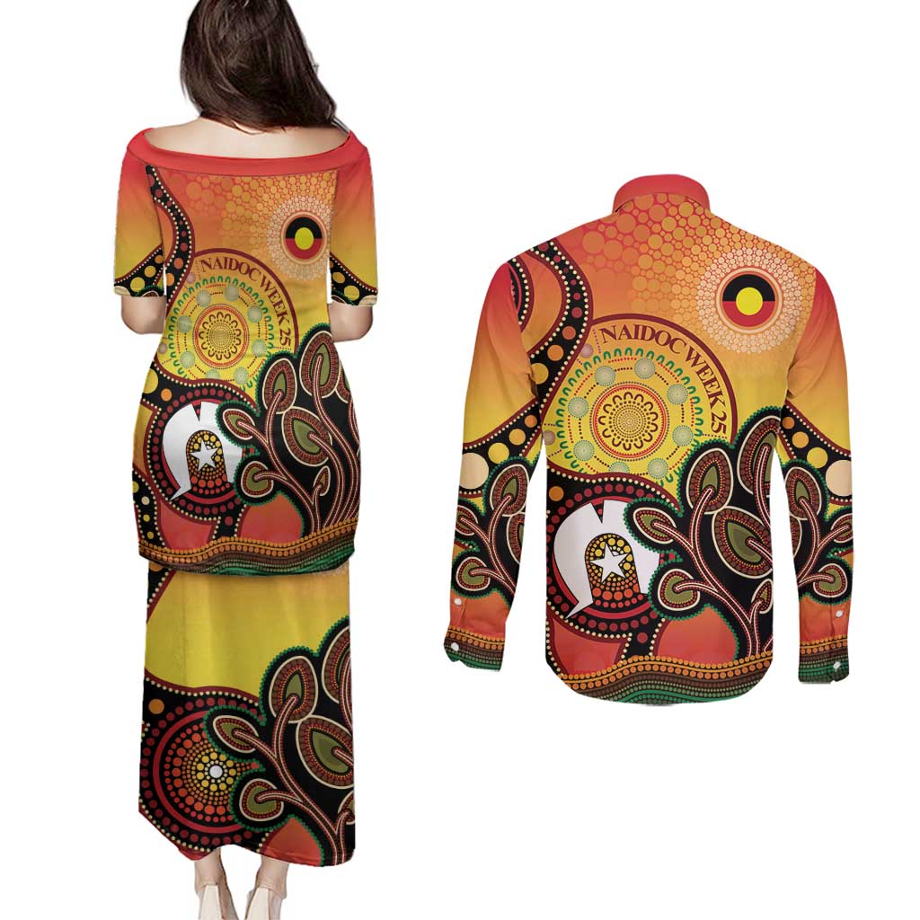 Australia NAIDOC Week Couples Matching Puletasi and Long Sleeve Button Shirt The Next Generation Strength Vision And Legacy