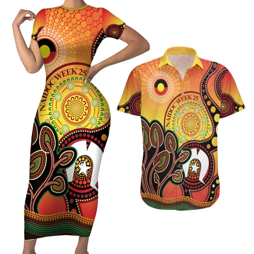 Australia NAIDOC Week Couples Matching Short Sleeve Bodycon Dress and Hawaiian Shirt The Next Generation Strength Vision And Legacy