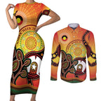 Australia NAIDOC Week Couples Matching Short Sleeve Bodycon Dress and Long Sleeve Button Shirt The Next Generation Strength Vision And Legacy