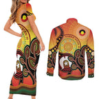 Australia NAIDOC Week Couples Matching Short Sleeve Bodycon Dress and Long Sleeve Button Shirt The Next Generation Strength Vision And Legacy