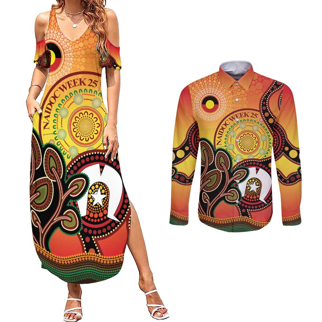 Australia NAIDOC Week Couples Matching Summer Maxi Dress and Long Sleeve Button Shirt The Next Generation Strength Vision And Legacy