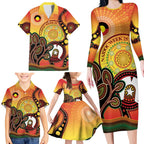 Australia NAIDOC Week Family Matching Long Sleeve Bodycon Dress and Hawaiian Shirt The Next Generation Strength Vision And Legacy