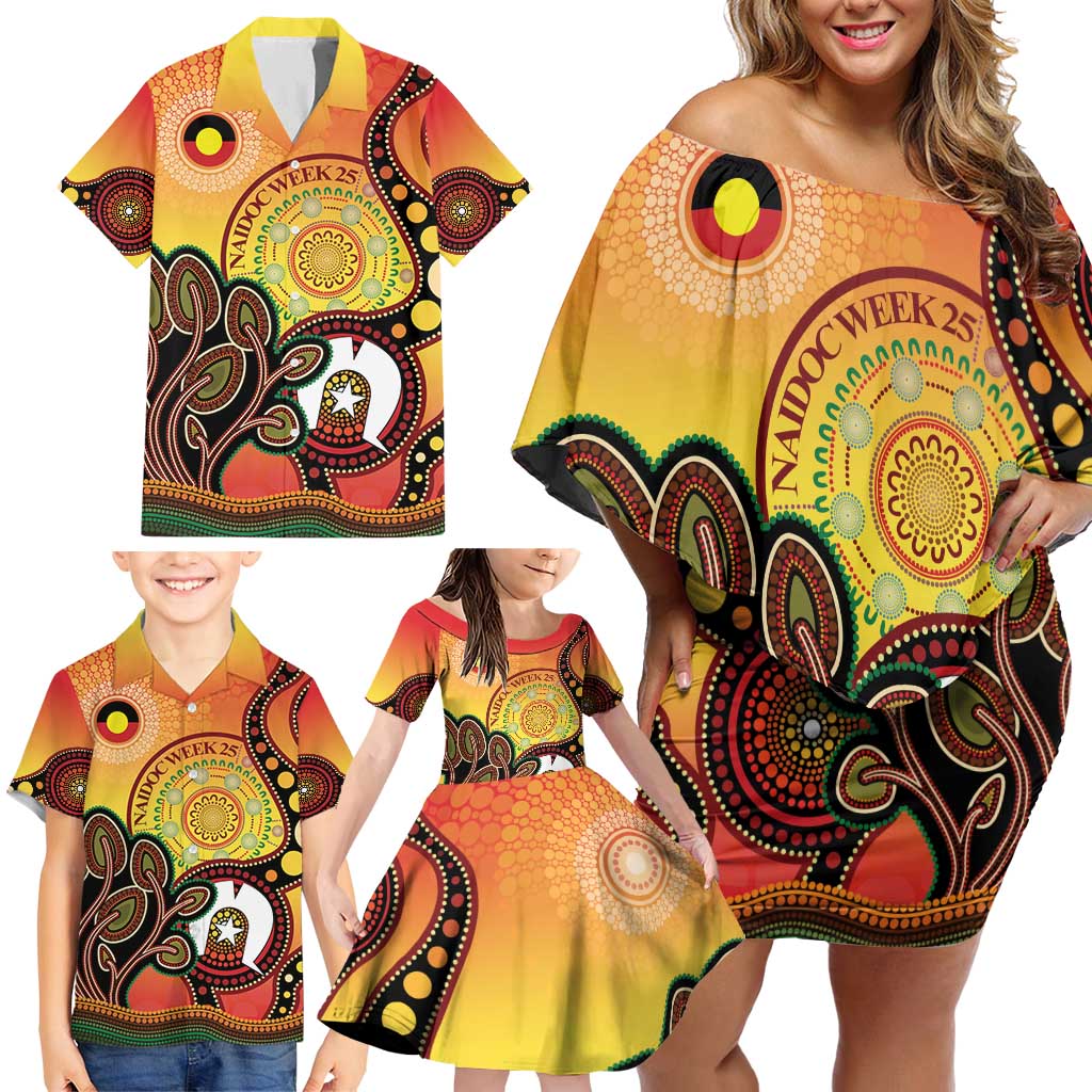 Australia NAIDOC Week Family Matching Off Shoulder Short Dress and Hawaiian Shirt The Next Generation Strength Vision And Legacy