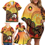 Australia NAIDOC Week Family Matching Off Shoulder Short Dress and Hawaiian Shirt The Next Generation Strength Vision And Legacy