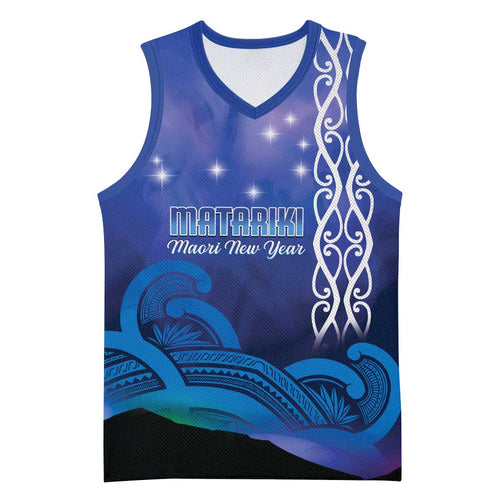 Personalised Matariki New Zealand Basketball Jersey Maori New Year Galaxy Koru Pattern - Aussie Hoodie