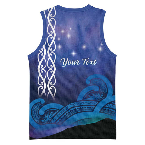 Personalised Matariki New Zealand Basketball Jersey Maori New Year Galaxy Koru Pattern - Aussie Hoodie