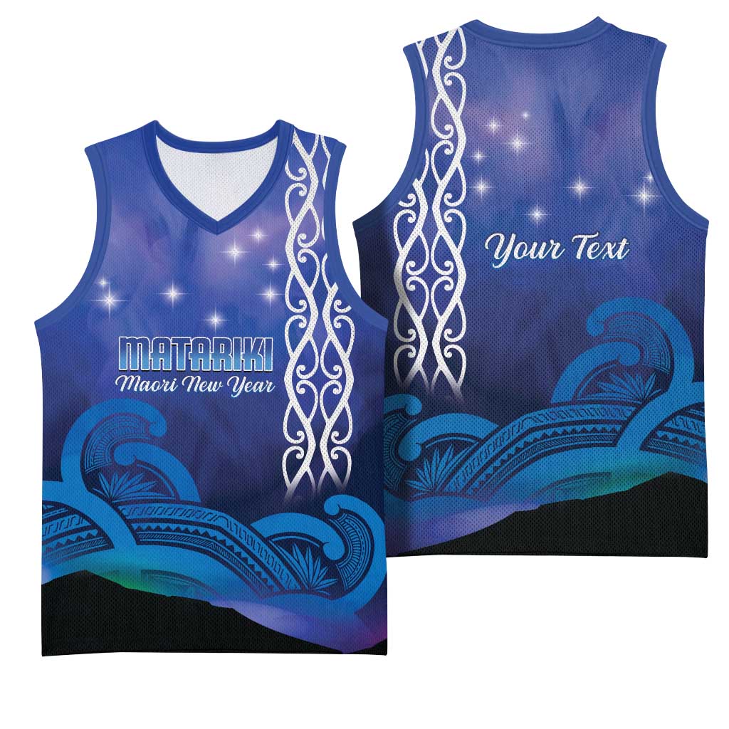 Personalised Matariki New Zealand Basketball Jersey Maori New Year Galaxy Koru Pattern - Aussie Hoodie