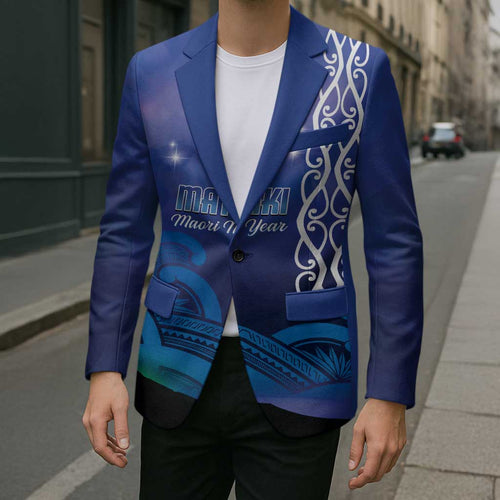 Personalised Matariki New Zealand Blazer Maori New Year Galaxy Koru Pattern - Aussie Hoodie