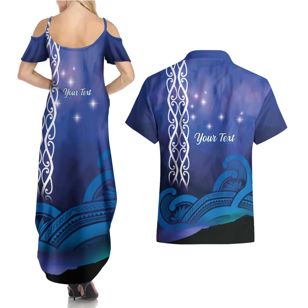 Personalised Matariki New Zealand Couples Matching Summer Maxi Dress and Hawaiian Shirt Maori New Year Galaxy Koru Pattern