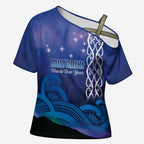 Personalised Matariki New Zealand Cross Shoulder Shirt Maori New Year Galaxy Koru Pattern - Aussie Hoodie