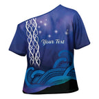 Personalised Matariki New Zealand Cross Shoulder Shirt Maori New Year Galaxy Koru Pattern - Aussie Hoodie