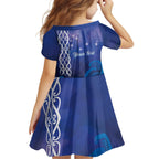 Personalised Matariki New Zealand Family Matching Off The Shoulder Long Sleeve Dress and Hawaiian Shirt Maori New Year Galaxy Koru Pattern