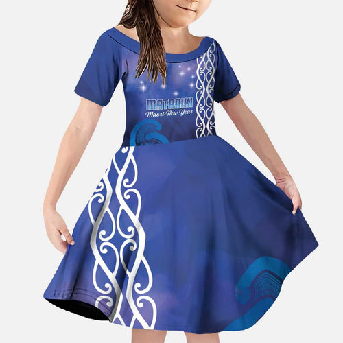 Personalised Matariki New Zealand Family Matching Short Sleeve Bodycon Dress and Hawaiian Shirt Maori New Year Galaxy Koru Pattern