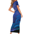 Personalised Matariki New Zealand Family Matching Short Sleeve Bodycon Dress and Hawaiian Shirt Maori New Year Galaxy Koru Pattern