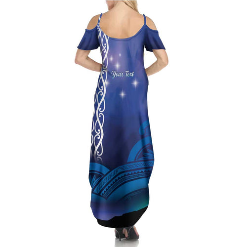 Personalised Matariki New Zealand Family Matching Summer Maxi Dress and Hawaiian Shirt Maori New Year Galaxy Koru Pattern