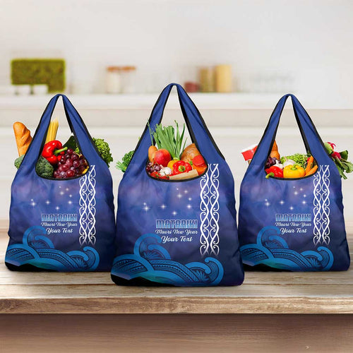 Personalised Matariki New Zealand Grocery Bag Maori New Year Galaxy Koru Pattern