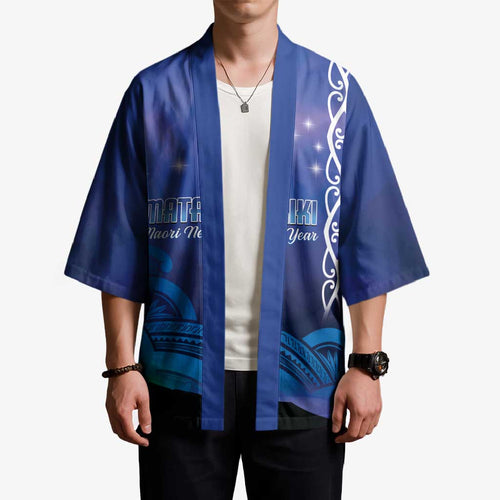 Personalised Matariki New Zealand Kimono Maori New Year Galaxy Koru Pattern - Aussie Hoodie